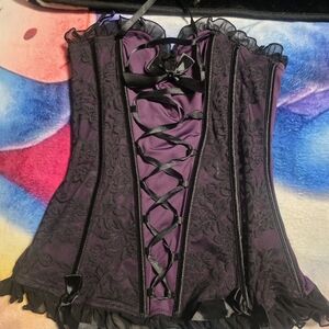 Torrid Black and Purple Lace Corset Top